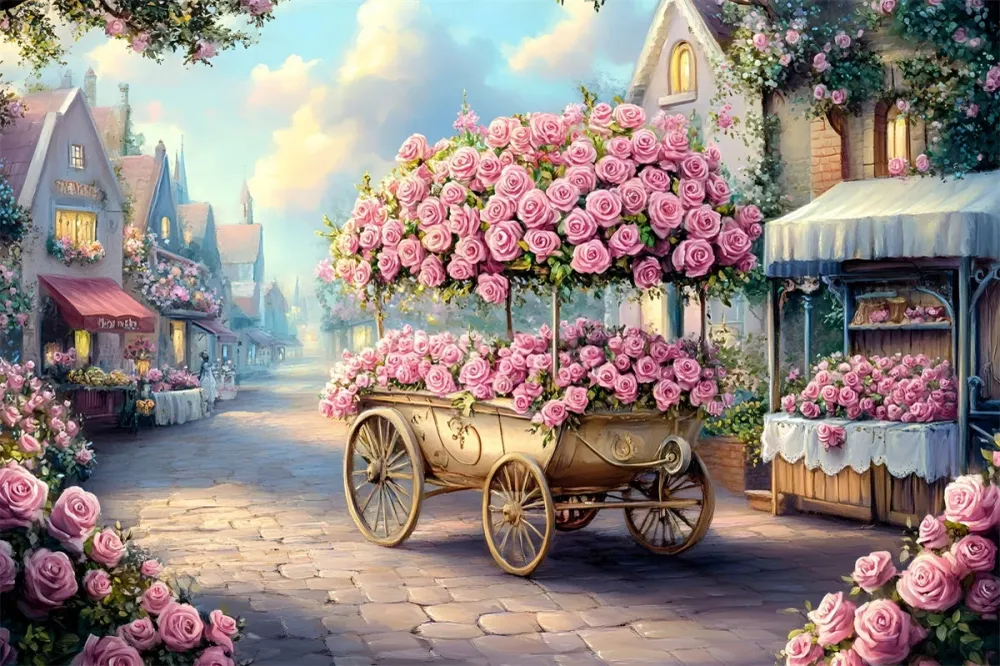 Chariot pour vidéoprojecteur Toile de fond Fête des Mères Chariot de Rose Rue Enchantée GQ2-203