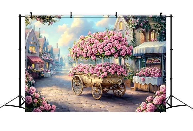 Chariot pour vidéoprojecteur Toile de fond Fête des Mères Chariot de Rose Rue Enchantée GQ2-203