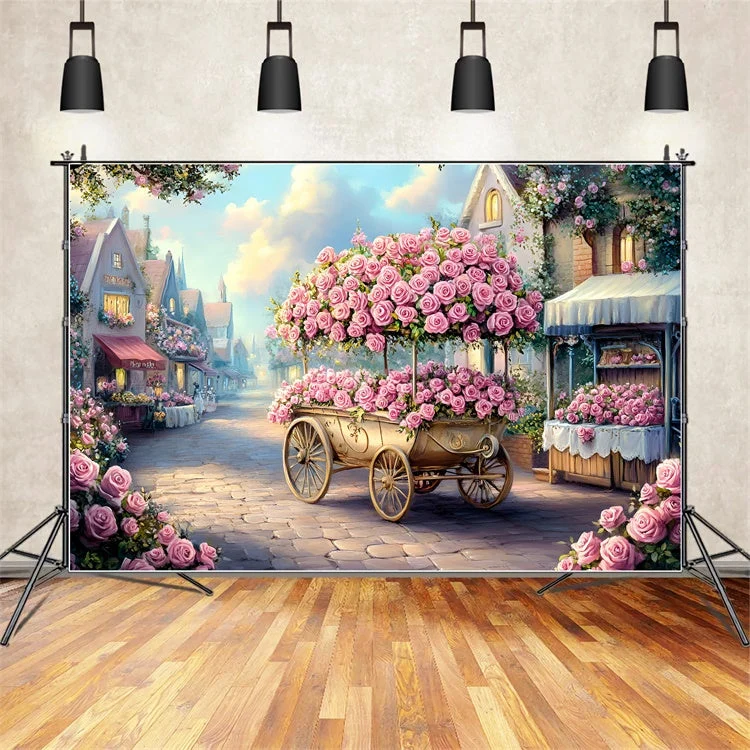 Chariot pour vidéoprojecteur Toile de fond Fête des Mères Chariot de Rose Rue Enchantée GQ2-203