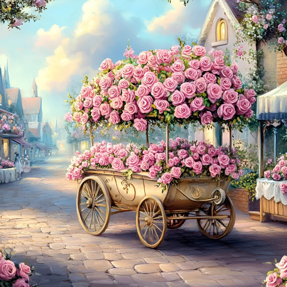 Chariot pour vidéoprojecteur Toile de fond Fête des Mères Chariot de Rose Rue Enchantée GQ2-203