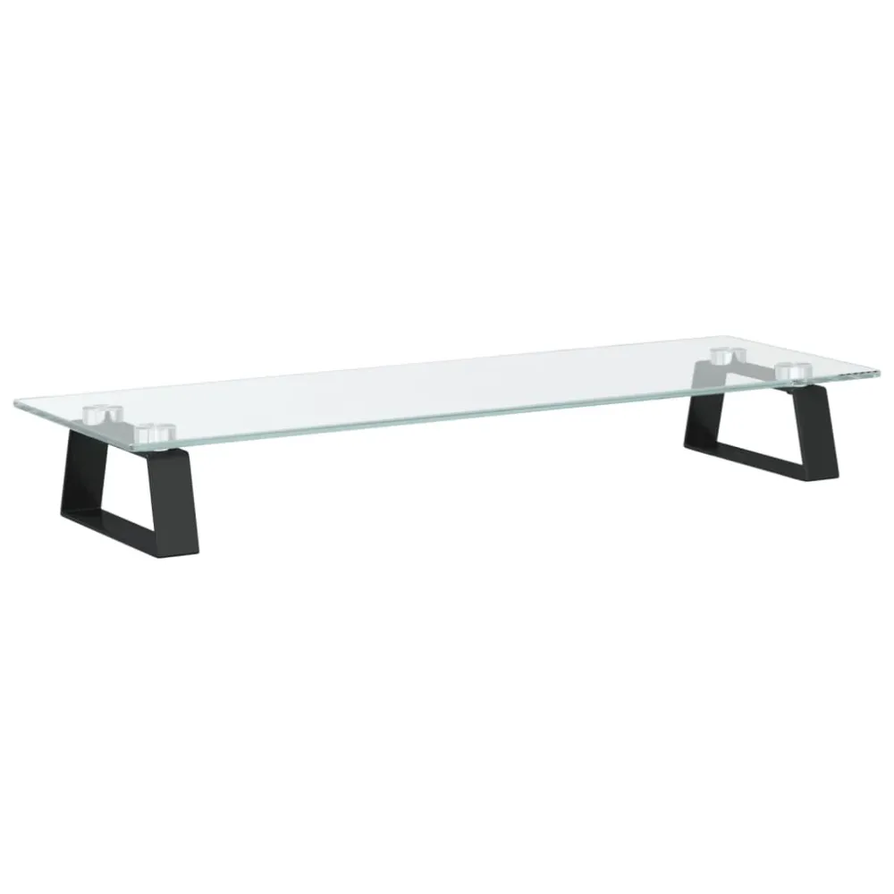 Chariot à tiroirs Support de moniteur table meuble bureau 60 x 20 x 8 cm verre trempé et métal noir 02_0044897