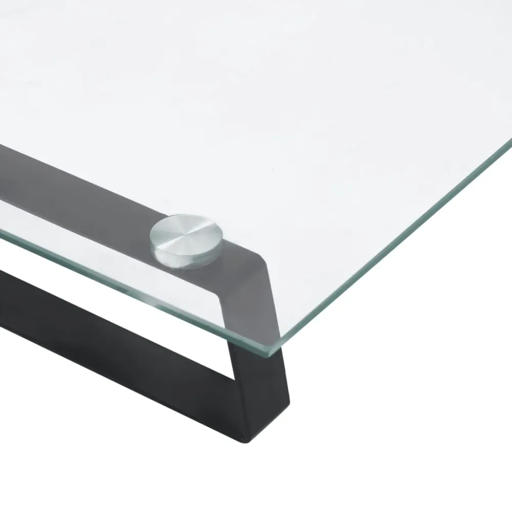 Chariot à tiroirs Support de moniteur table meuble bureau 60 x 20 x 8 cm verre trempé et métal noir 02_0044897