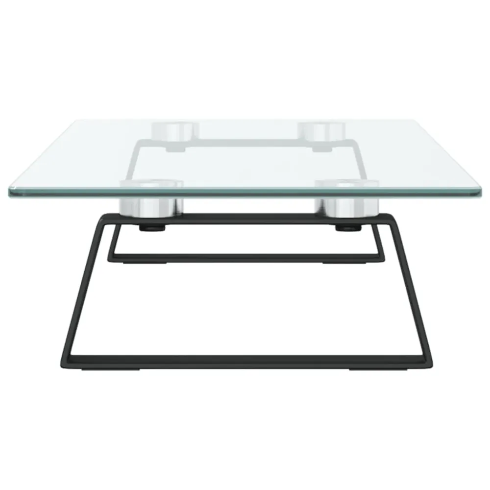 Chariot à tiroirs Support de moniteur table meuble bureau 60 x 20 x 8 cm verre trempé et métal noir 02_0044897
