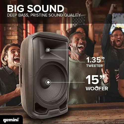 Enceinte PA Bluetooth Gemini AS-2115BT-LT-PK 15" 2000W avec LED pour salles de classe