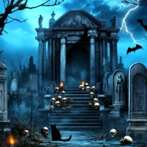 Fond halloween photo Crypte Crâne Foudroyant LXX58-20