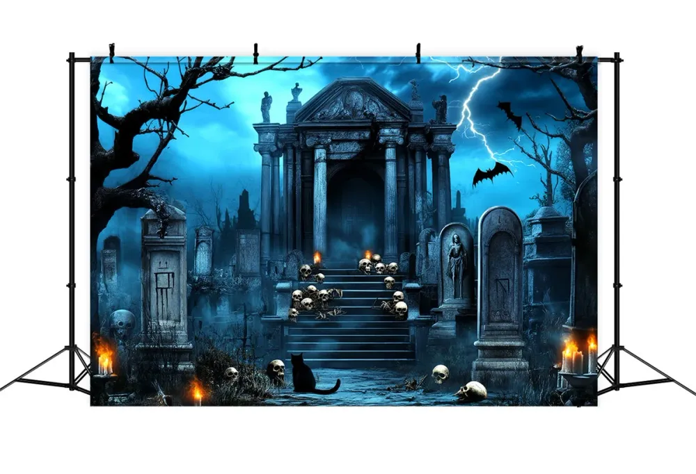 Fond halloween photo Crypte Crâne Foudroyant LXX58-20