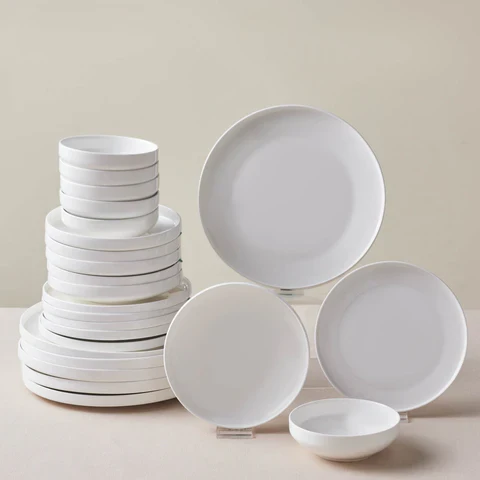 Karaca Streamline Neuf Saturn Service De Table Blanc 24 Pièces, 6 Personnes avec tablette inclinable
