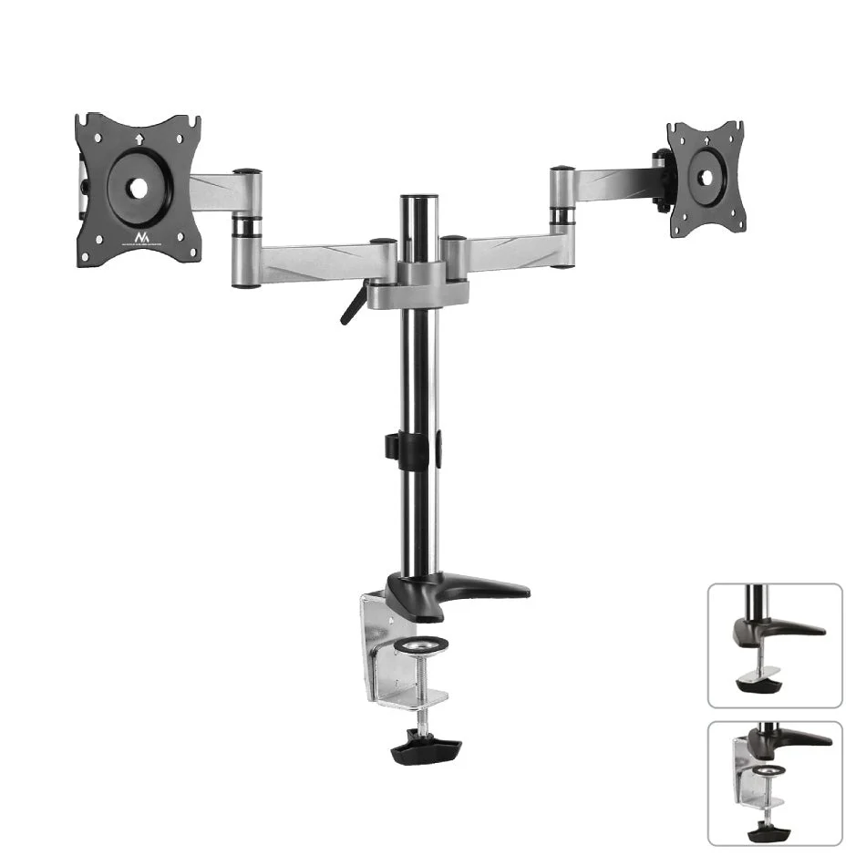 Maclean MC-714 Support de bureau pour deux fois moniteur 13'' - 27'' inclinable et pivotant Couleur Blanc