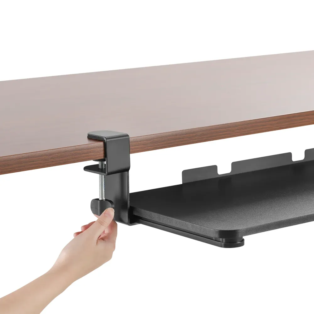 Maclean MC-839 Support de clavier et de souris à poser sous le plateau de bureau en acier extra robuste