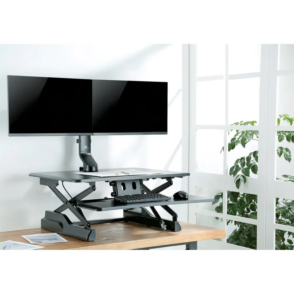 Maclean MC-854 Support de moniteur doublement support de bureau pour 2 moniteurs 17" - 27" 14 kg VESA LCD LED