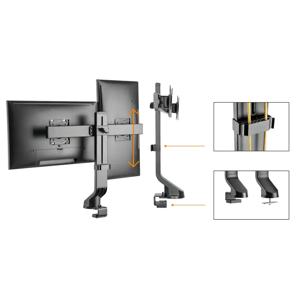 Maclean MC-854 Support de moniteur doublement support de bureau pour 2 moniteurs 17" - 27" 14 kg VESA LCD LED