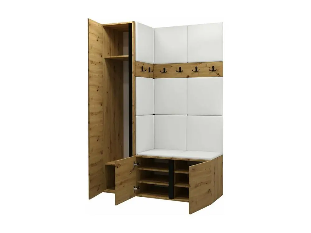 Meuble d'entrée Hartford 277, 186x124x46cm, Miroir, Graphite, Tapisserie|Stratifié