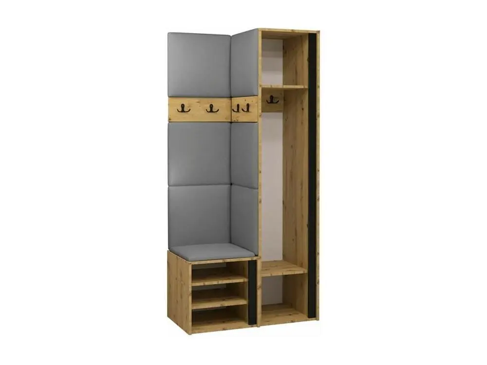 Meuble d'entrée Hartford 354, 186x82x44cm, Miroir, Blanc, Faux cuir|Stratifié en Acier et MDF