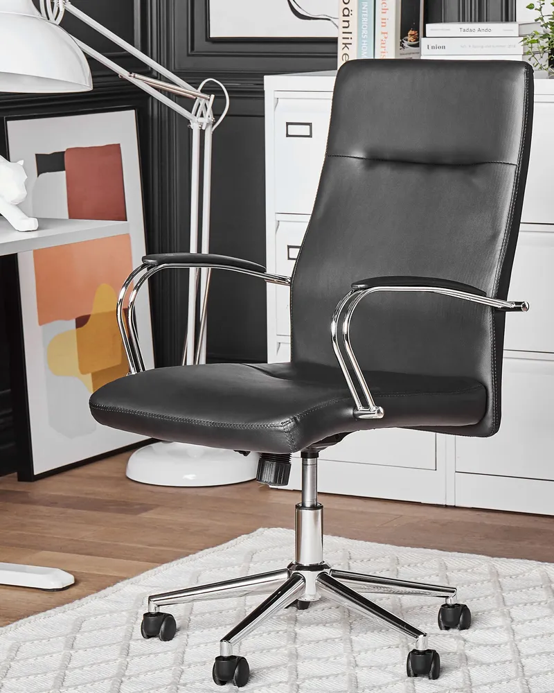 Office Chair Faux En cuir souple Black OSCAR