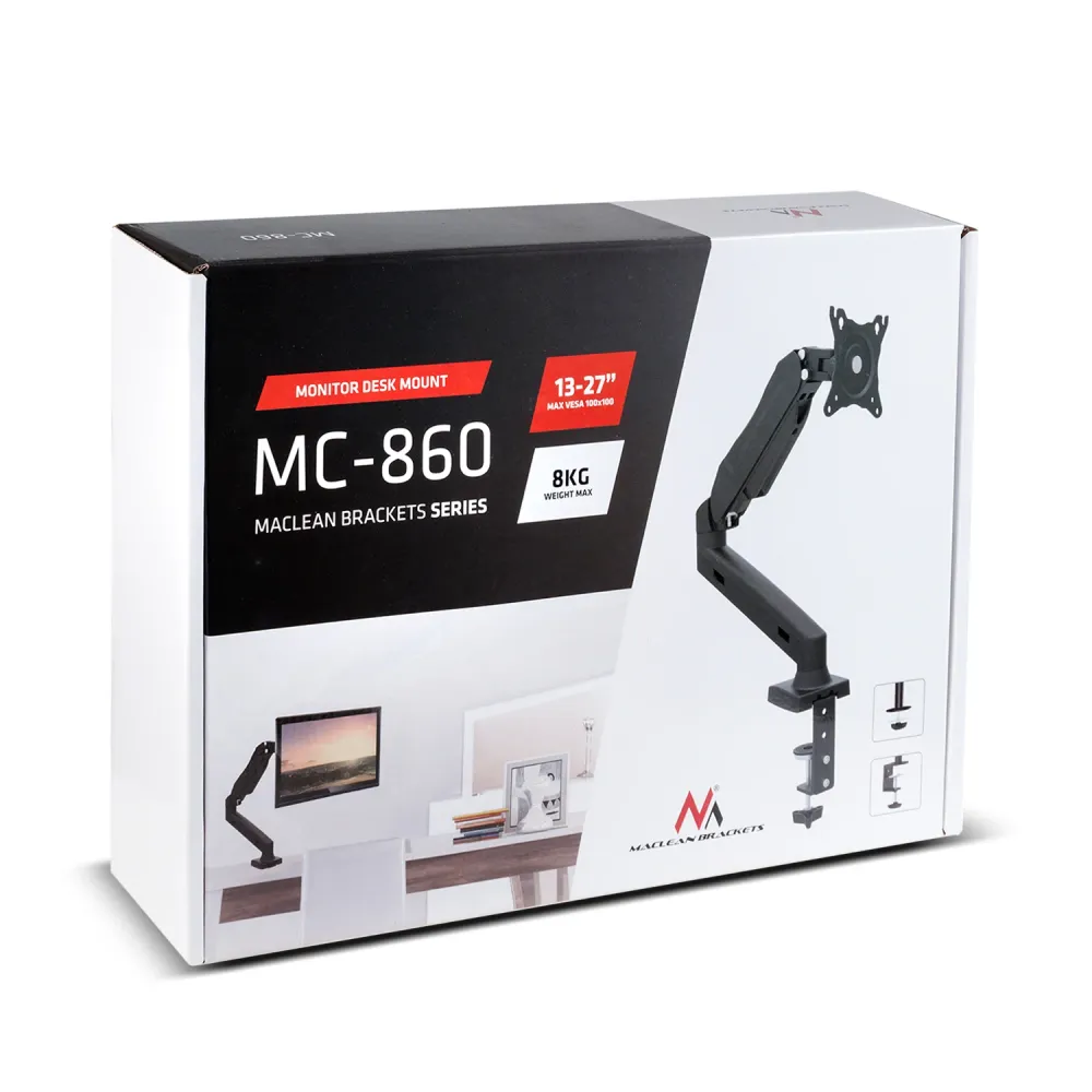 Professionnel Haute Capacité Maclean MC-860 Support Desk Mount Bracket Stand Holder LCD Tout-en-un 13 "-27" VESA 8kg