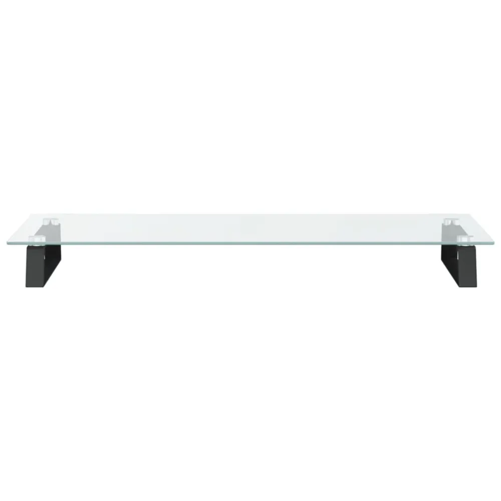 Professionnel Haute Capacité Support de moniteur table meuble bureau 80 x 35 x 8 cm verre trempé et métal noir 02_0044904