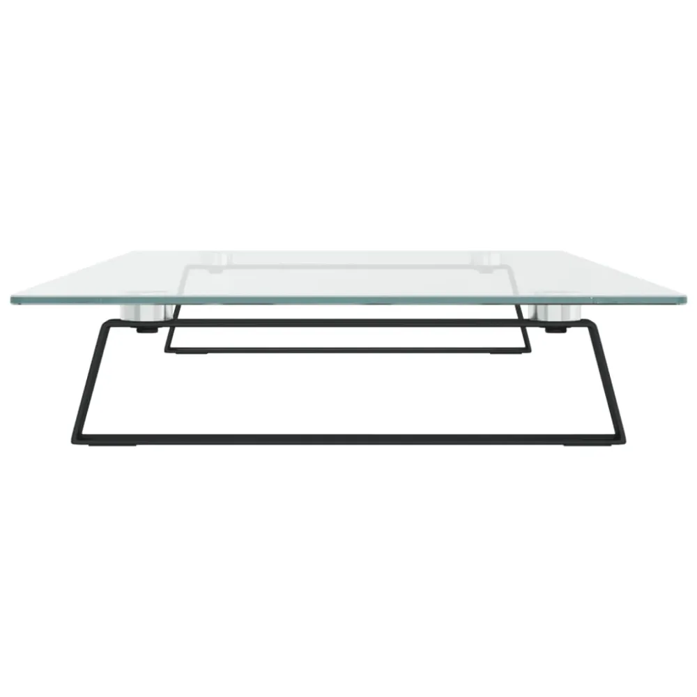 Professionnel Haute Capacité Support de moniteur table meuble bureau 80 x 35 x 8 cm verre trempé et métal noir 02_0044904