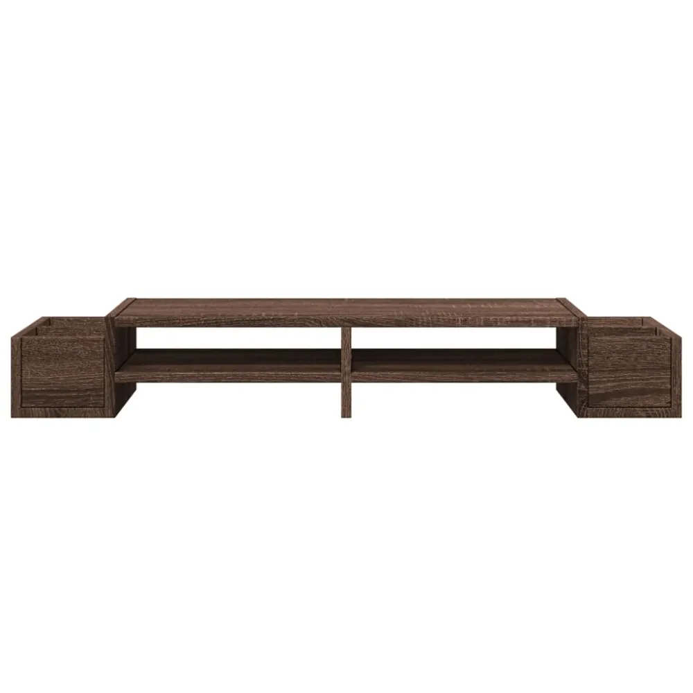 Professionnel Haute Capacité Support de moniteur table meuble bureau avec rangement bois ingénierie marron 02_0044929
