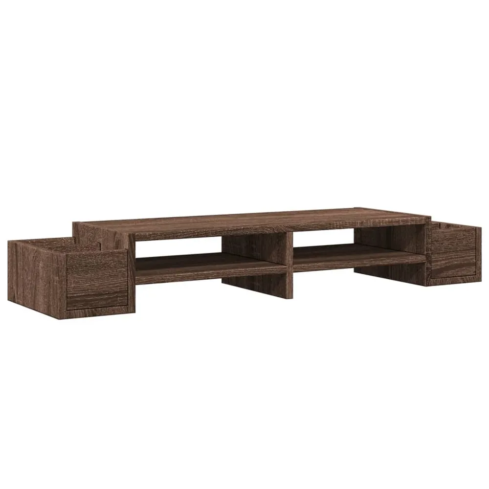 Professionnel Haute Capacité Support de moniteur table meuble bureau avec rangement bois ingénierie marron 02_0044929