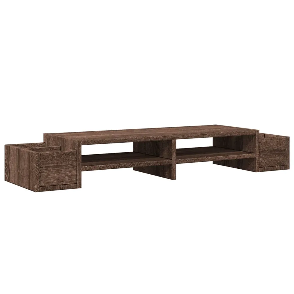 Professionnel Haute Capacité Support de moniteur table meuble bureau avec rangement bois ingénierie marron 02_0044929