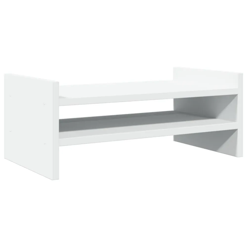 Professionnel Haute Capacité Support de moniteur table meuble bureau 50 x 27 x 20 cm bois d'ingénierie blanc 02_0044883