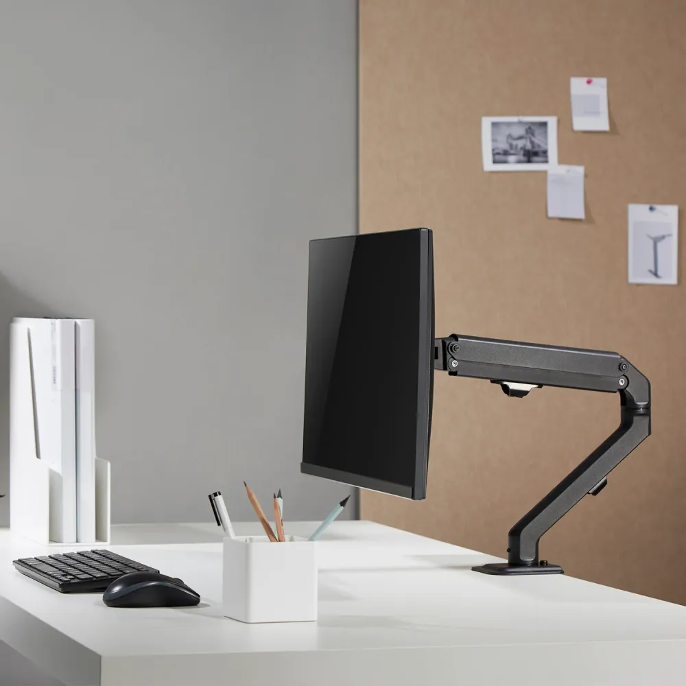 Support de bureau universel pour moniteur Maclean, ressort mécanique 17"-27" 7kg, VESA 75x75,100x100, MC-906 avec surface...