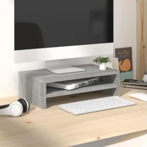 Support de moniteur Sonoma gris 42x24x13 cm Bois d'ingénierie | Assemblage Rapide