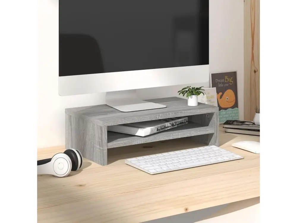 Support de moniteur Sonoma gris 42x24x13 cm Bois d'ingénierie | Assemblage Rapide