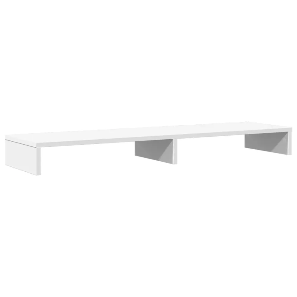 Support de moniteur table meuble bureau 100 x 27 x 10 cm bois d'ingénierie blanc 02_0044831 avec Roulettes Bloquantes