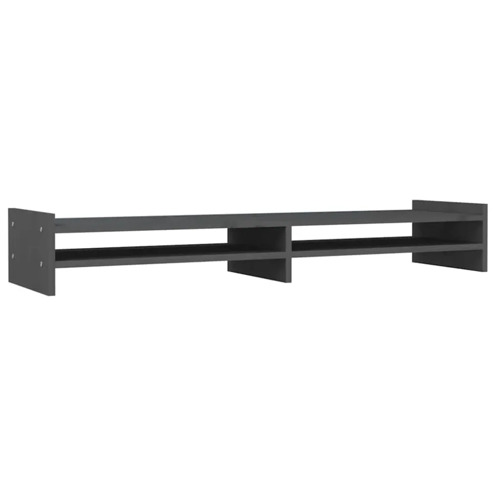 Support de moniteur table meuble bureau 100 x 27 x 15 cm bois de pin stable gris 02_0044846 avec Roulettes Bloquantes