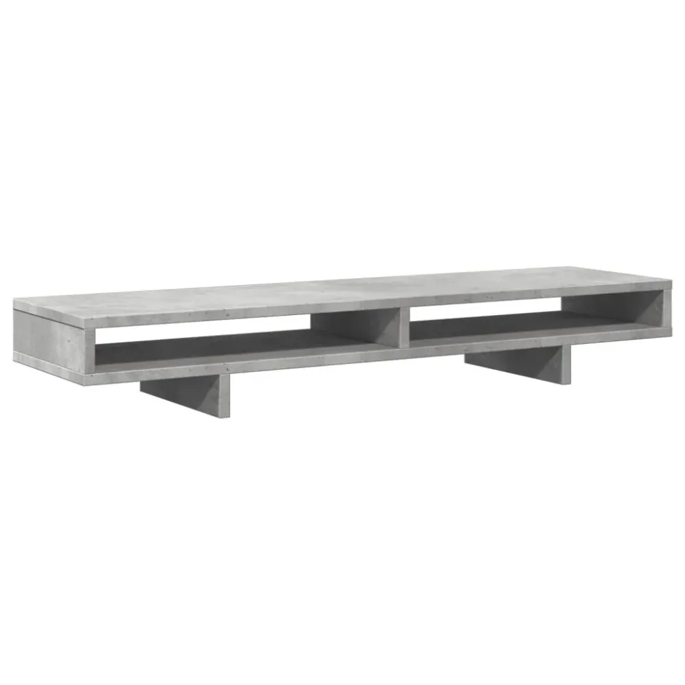Support de moniteur table meuble bureau 100 x 27 x 15 cm bois d'ingénierie gris 02_0044843 avec Roulettes Bloquantes