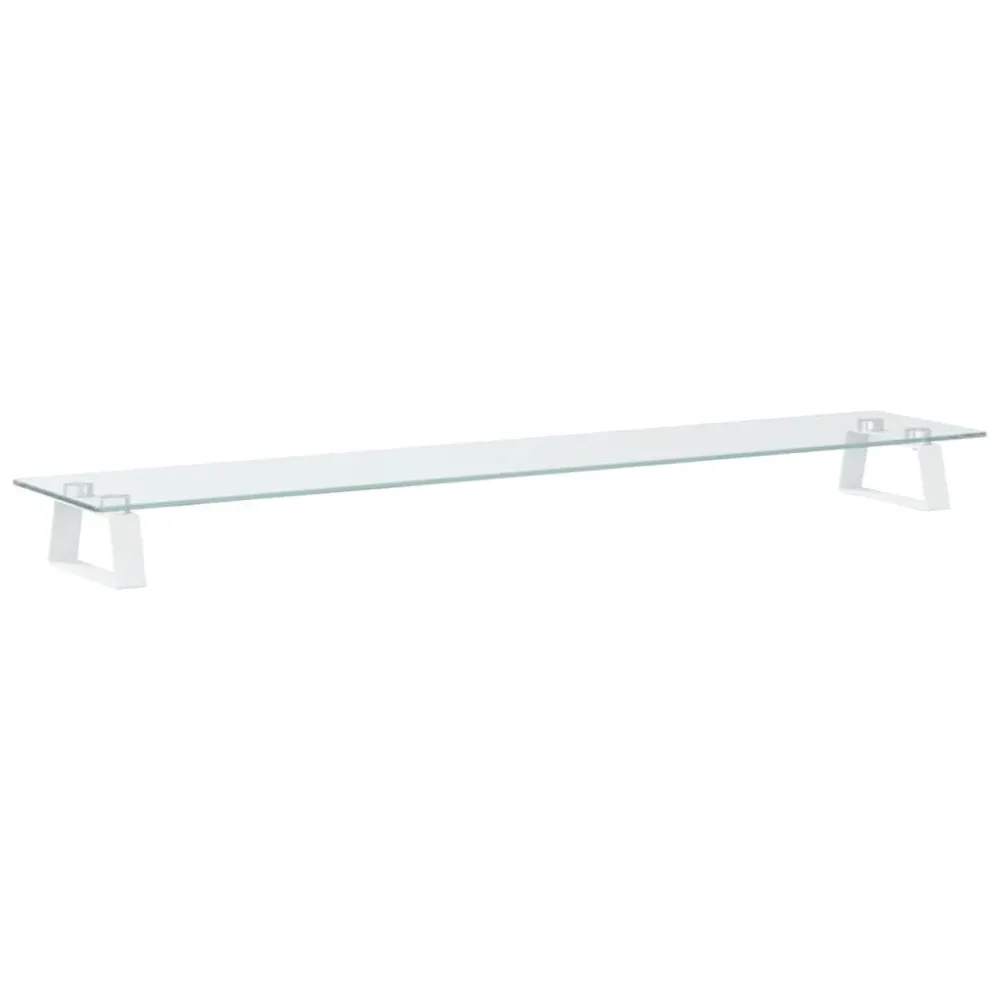 Support de moniteur table meuble bureau 100 x 20 x 8 cm verre trempé et métal blanc 02_0044823 pour salles de classe