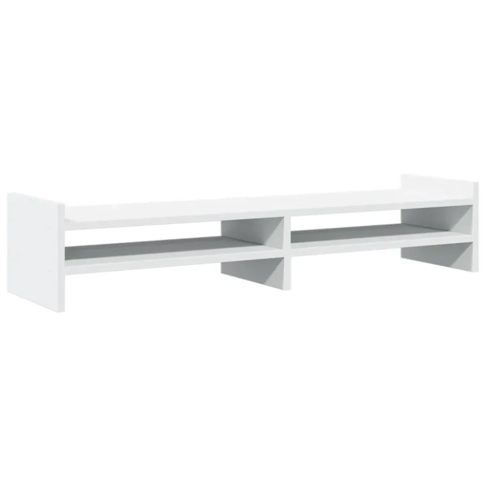 Support de moniteur table meuble bureau 100 x 27 x 20 cm bois d'ingénierie blanc 02_0044847 avec surface antidérapante