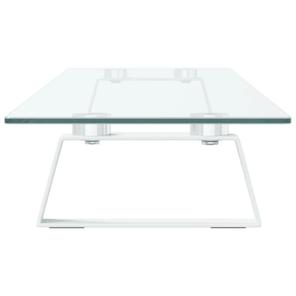 Support de moniteur table meuble bureau 100 x 20 x 8 cm verre trempé et métal blanc 02_0044823 pour salles de classe