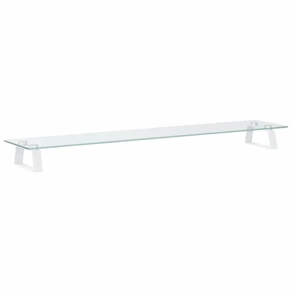 Support de moniteur table meuble bureau 100 x 20 x 8 cm verre trempé et métal blanc 02_0044823 pour salles de classe