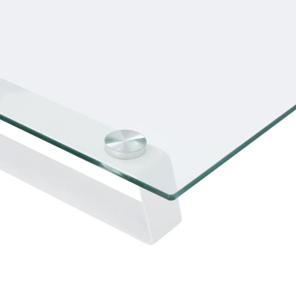 Support de moniteur table meuble bureau 100 x 20 x 8 cm verre trempé et métal blanc 02_0044823 pour salles de classe