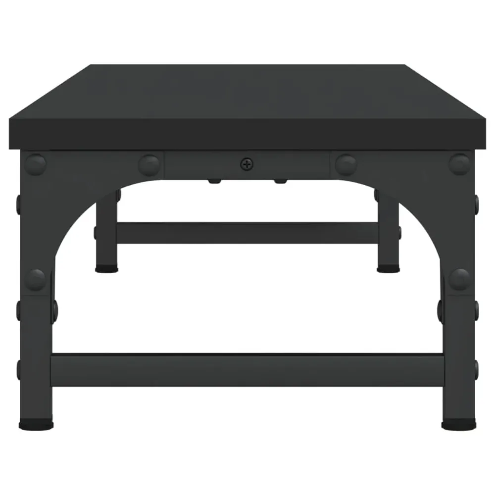 Support de moniteur table meuble bureau 85 x 23 x 15,5 cm bois d'ingénierie noir 02_0044906 avec freins de roue