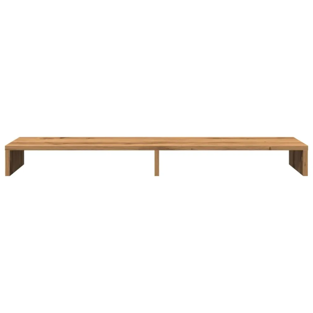 Support de moniteur table meuble bureau artisanal 100 x 27 x 10cm bois ingénierie marron 02_0044909 avec freins de roue