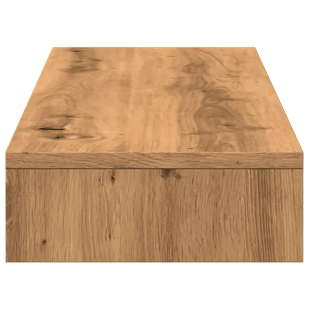 Support de moniteur table meuble bureau artisanal 100 x 27 x 10cm bois ingénierie marron 02_0044909 avec freins de roue