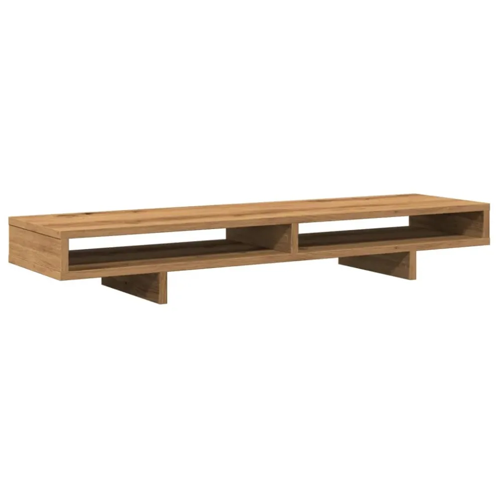 Support de moniteur table meuble bureau artisanal 100 x 27 x 15 cm bois ingénierie marron 02_0044911 avec surface antidéra...