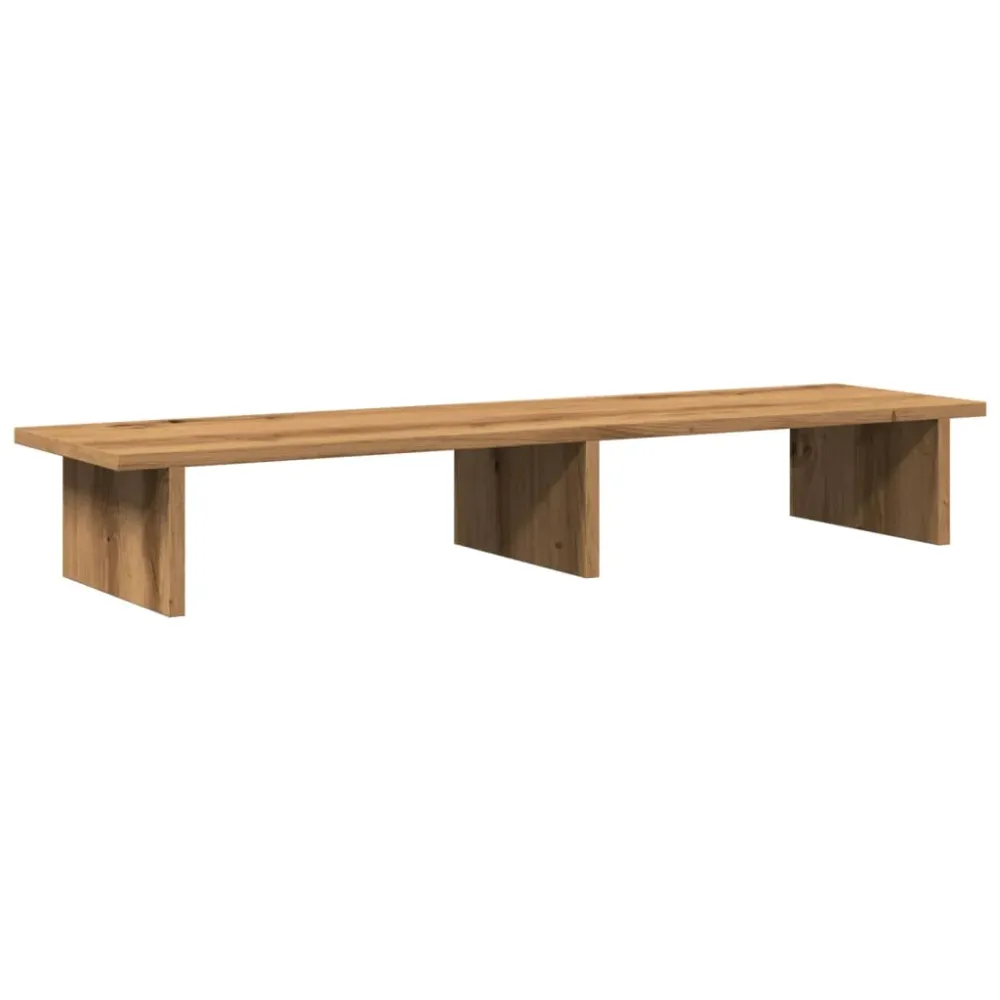 Support de moniteur table meuble bureau artisanal 100 x 27 x 15cm bois ingénierie marron 02_0044910 en Acier et MDF