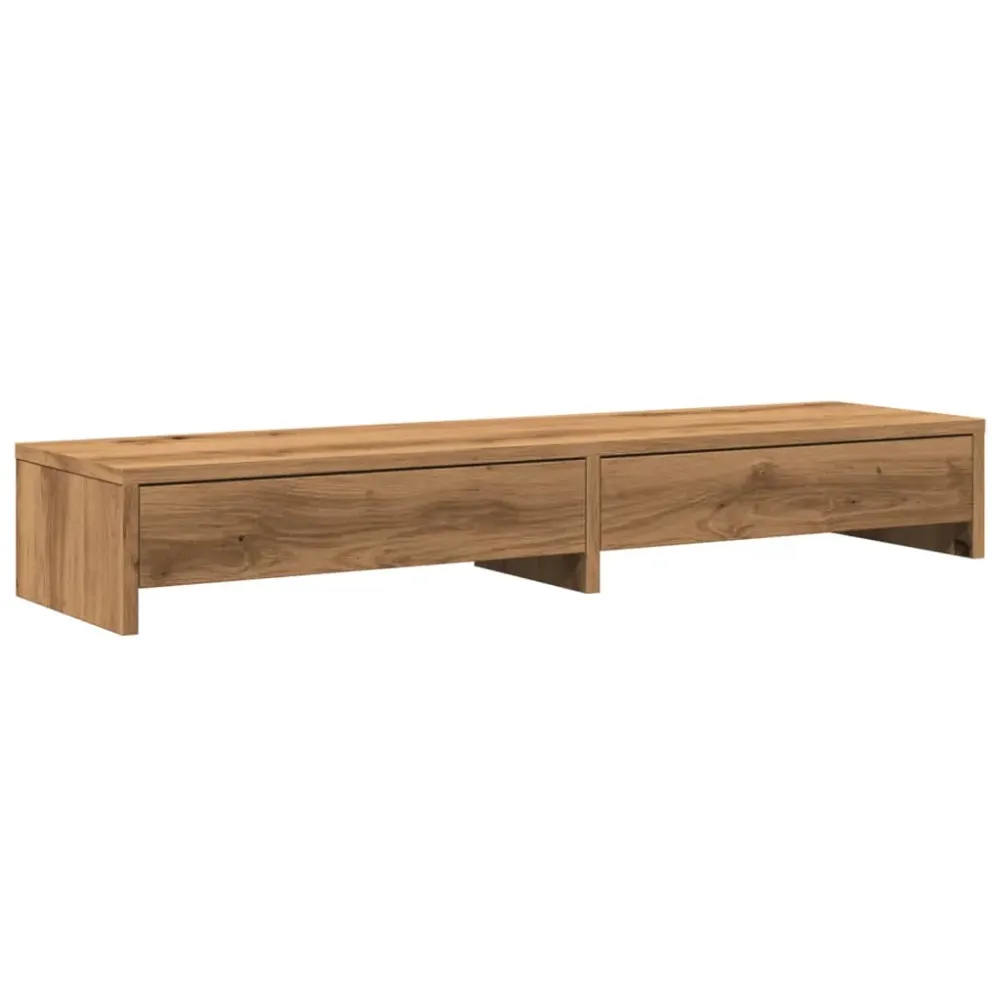 Support de moniteur table meuble bureau et tiroirs artisanal bois ingénierie marron 02_0044962 avec tablette inclinable