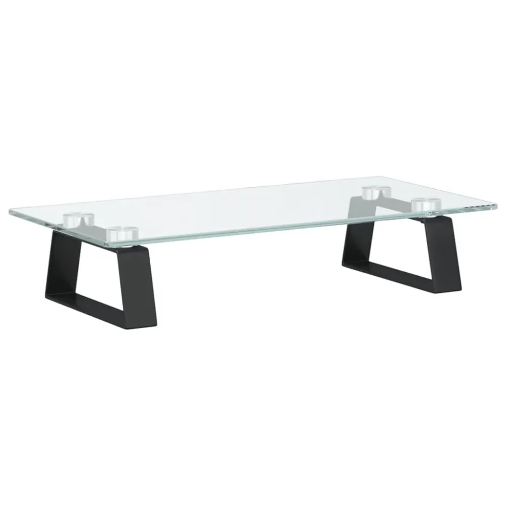 Support de moniteur table meuble bureau 40 x 20 x 8 cm verre trempé et métal noir 02_0044860 Facile à déplacer