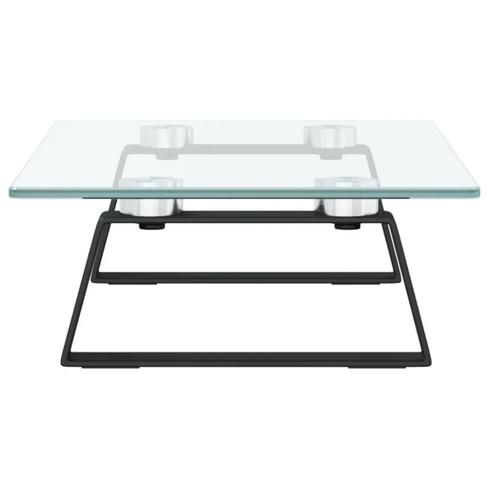 Support de moniteur table meuble bureau 40 x 20 x 8 cm verre trempé et métal noir 02_0044860 Facile à déplacer