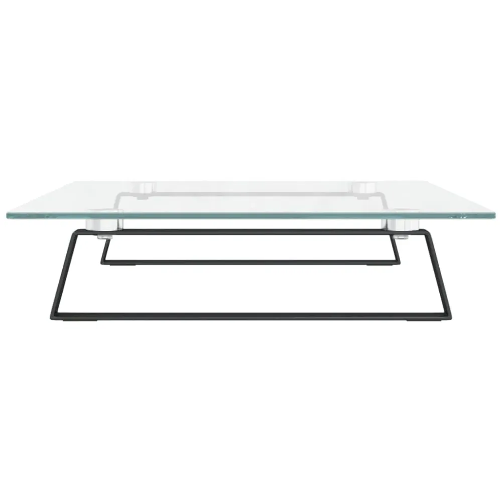 Support de moniteur table meuble bureau 60 x 35 x 8 cm verre trempé et métal noir 02_0044899 avec Roulettes Bloquantes