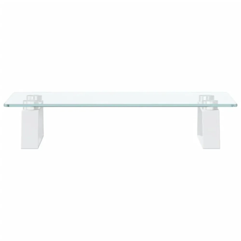 Support de moniteur table meuble bureau 40 x 20 x 8 cm verre trempé et métal blanc 02_0044859 pour équipement audiovisuel