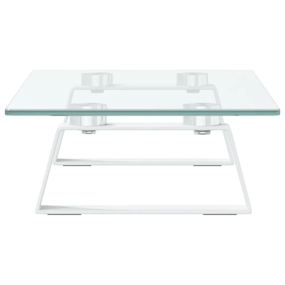 Support de moniteur table meuble bureau 40 x 20 x 8 cm verre trempé et métal blanc 02_0044859 pour équipement audiovisuel