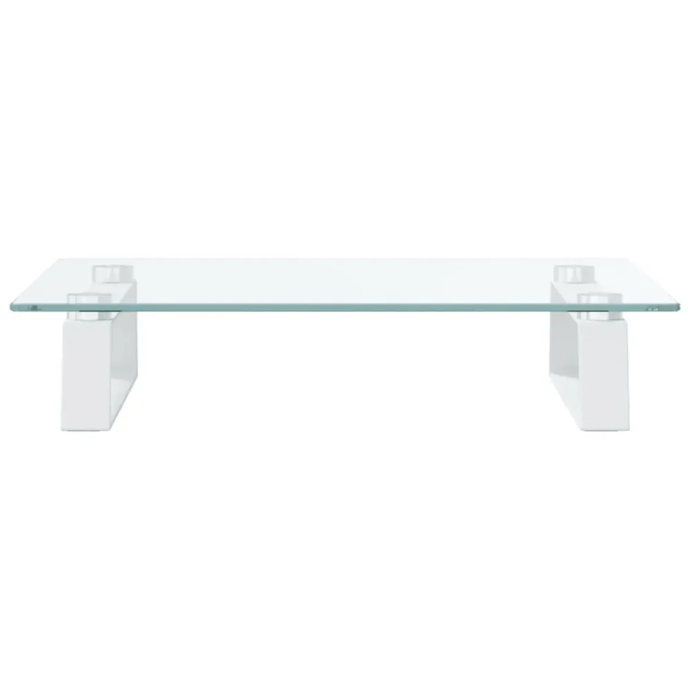 Support de moniteur table meuble bureau 40 x 35 x 8 cm verre trempé et métal blanc 02_0044861 en Acier et MDF
