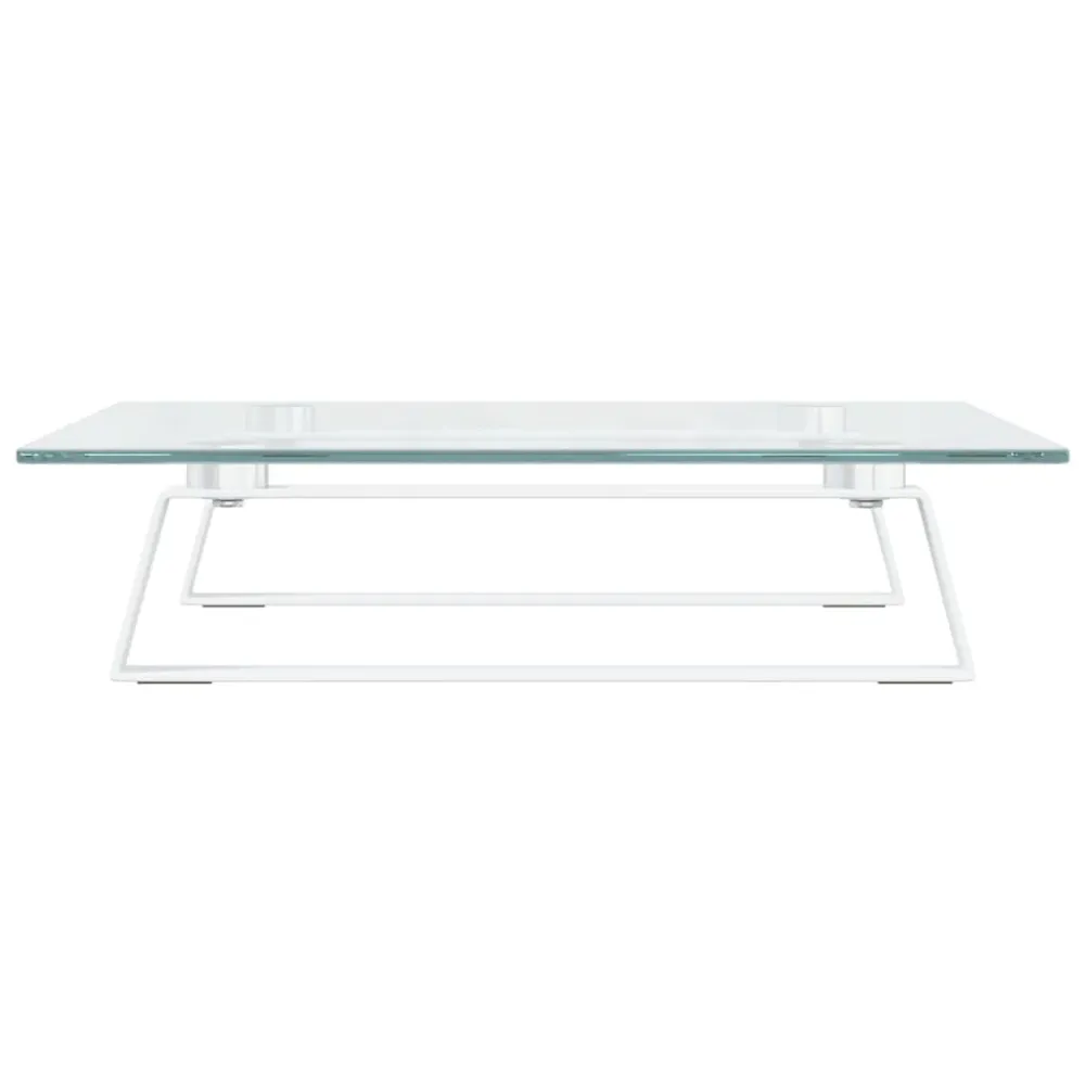 Support de moniteur table meuble bureau 40 x 35 x 8 cm verre trempé et métal blanc 02_0044861 en Acier et MDF