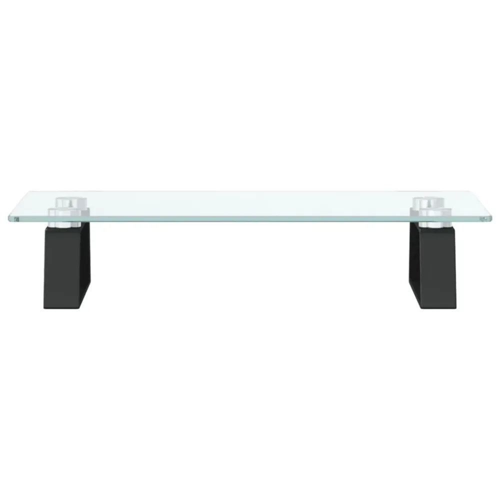 Support de moniteur table meuble bureau 40 x 20 x 8 cm verre trempé et métal noir 02_0044860 avec surface antidérapante